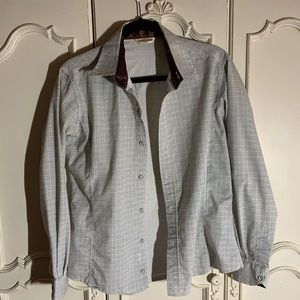 SimpleLine Shirt with brown and blue crisscross pattern